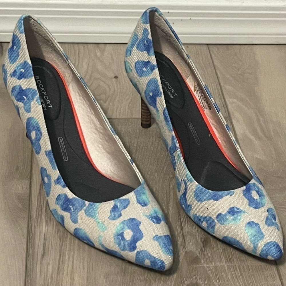 Rockport Blue Cheetah Pointed-Toe Heels